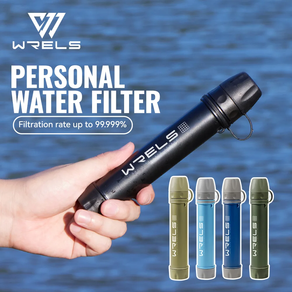 WRELS Outdoor Water Purifier Portable Direct Drinking Mini Water Filter Outdoor Emergency Survival Kit for Hiking Camping Travel