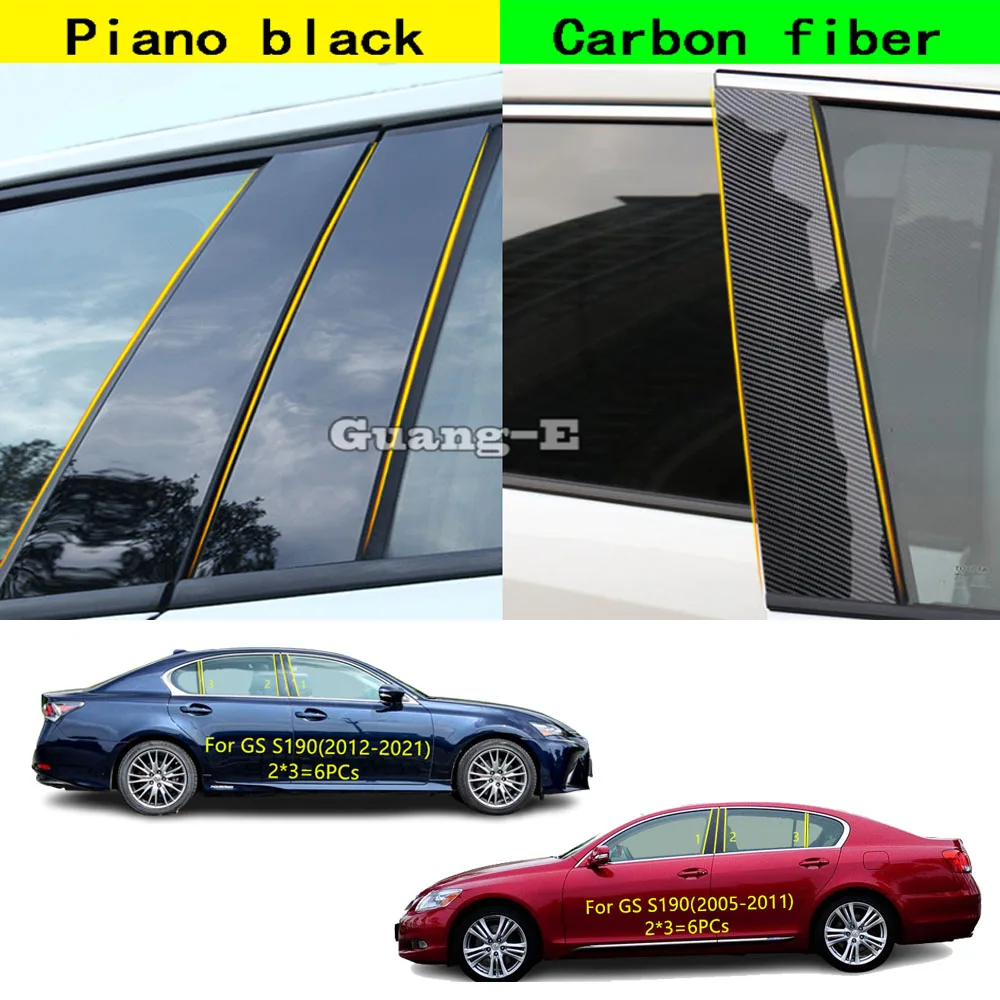 Car PC Material Pillar Post Cover Door Trim Window Molding Stickers Plate Accessories Decoration For Lexus GS S190 2005-2021