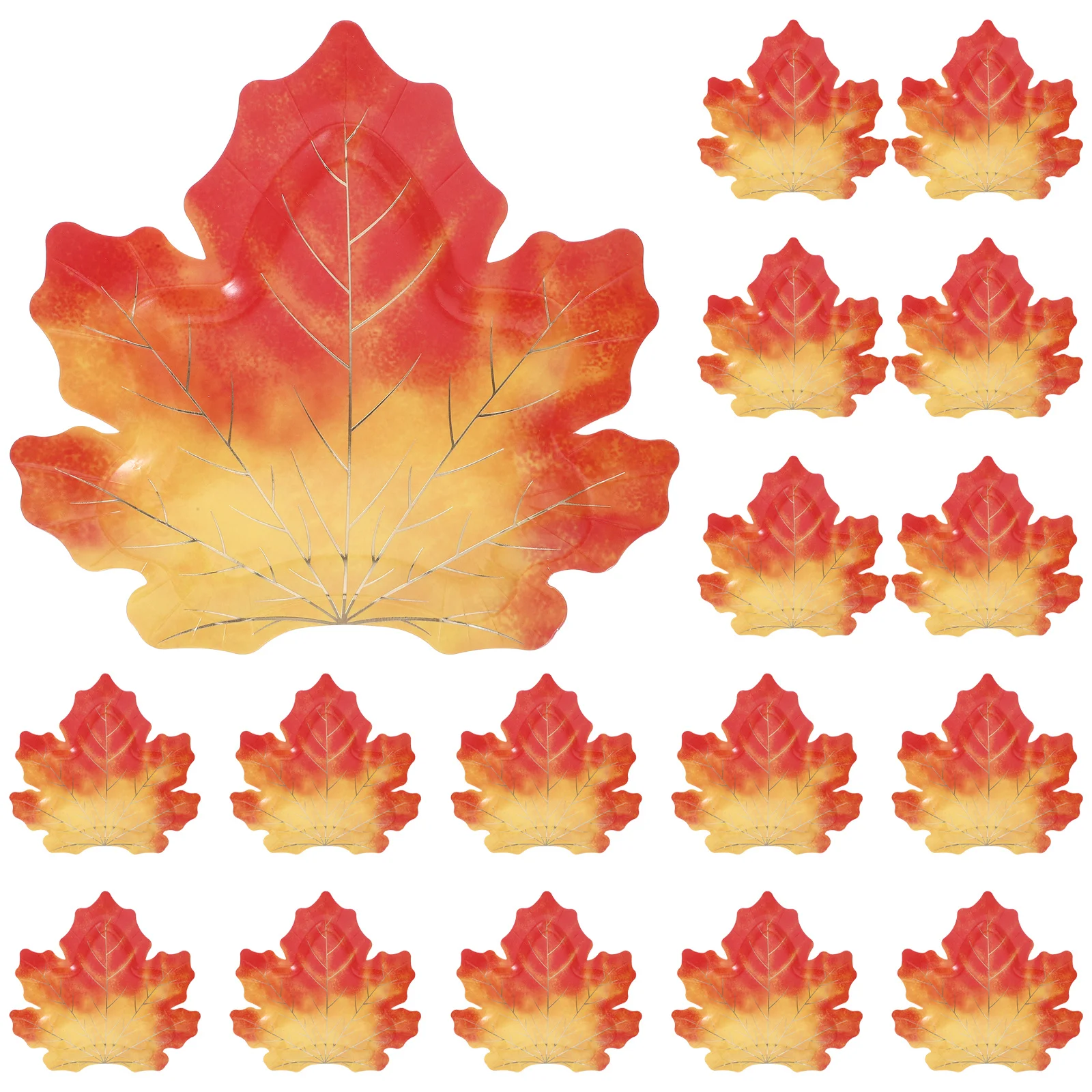

20Pcs Autumn Maple Leaf Paper Plates Disposable Fall Party Tableware Thanksgiving Dinner Cake Dessert Supplies