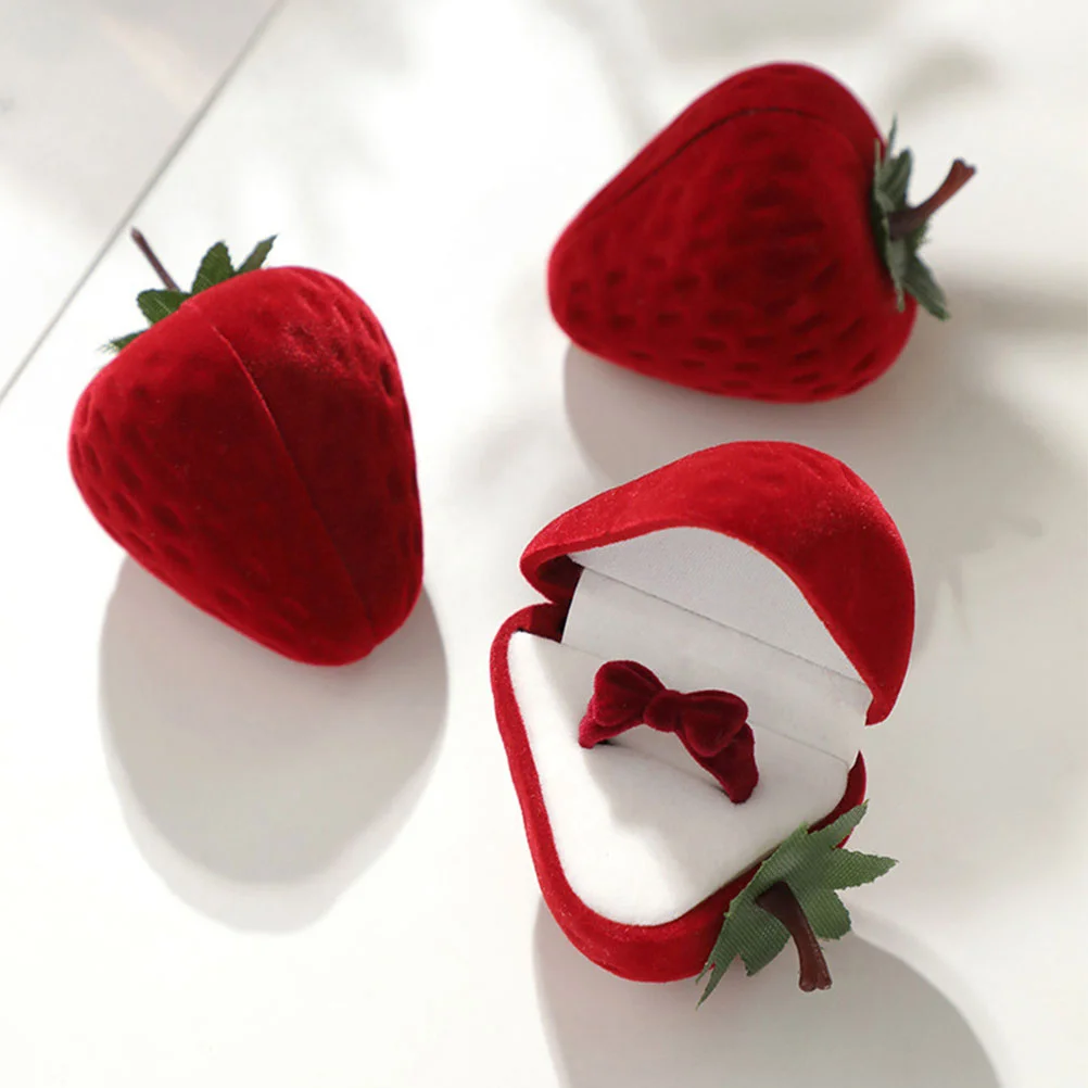 

Ring Box Strawberry Case Single Clothing Boxes for Gifts Jewelry Holder Display Earrings