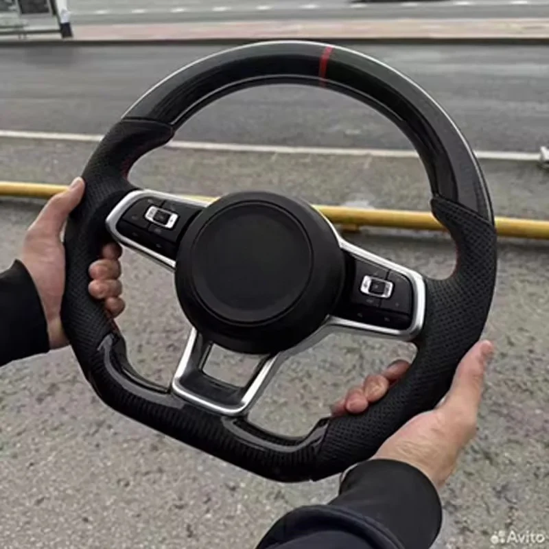 Couro de fibra de carbono personalizado para Volkswagen Golf MK7 MK6 MK5 MK4 GTI GTS R GLI GTD, acessórios para o interior do carro, incluindo o volan