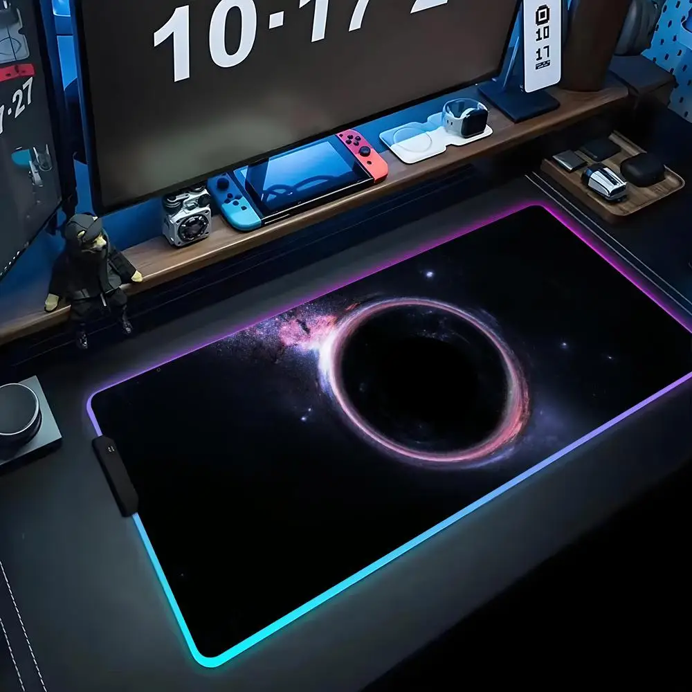 

Коврик для мыши с черным отверстием RGB Gaming Mousepad Большой светодиодный коврик для ПК Настольный коврик Светящийся коврик для мыши Большие коврики для клавиатуры Настольный коврик с подсветкой