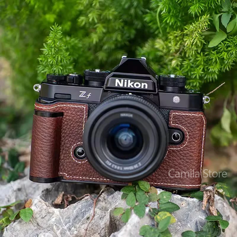 Nowy ręcznie wykonany aparat z prawdziwej skóry torba ze skóry bydlęcej futerał do NIKON ZF Z-F skóry ściskacz rękaw ochronny podstawy