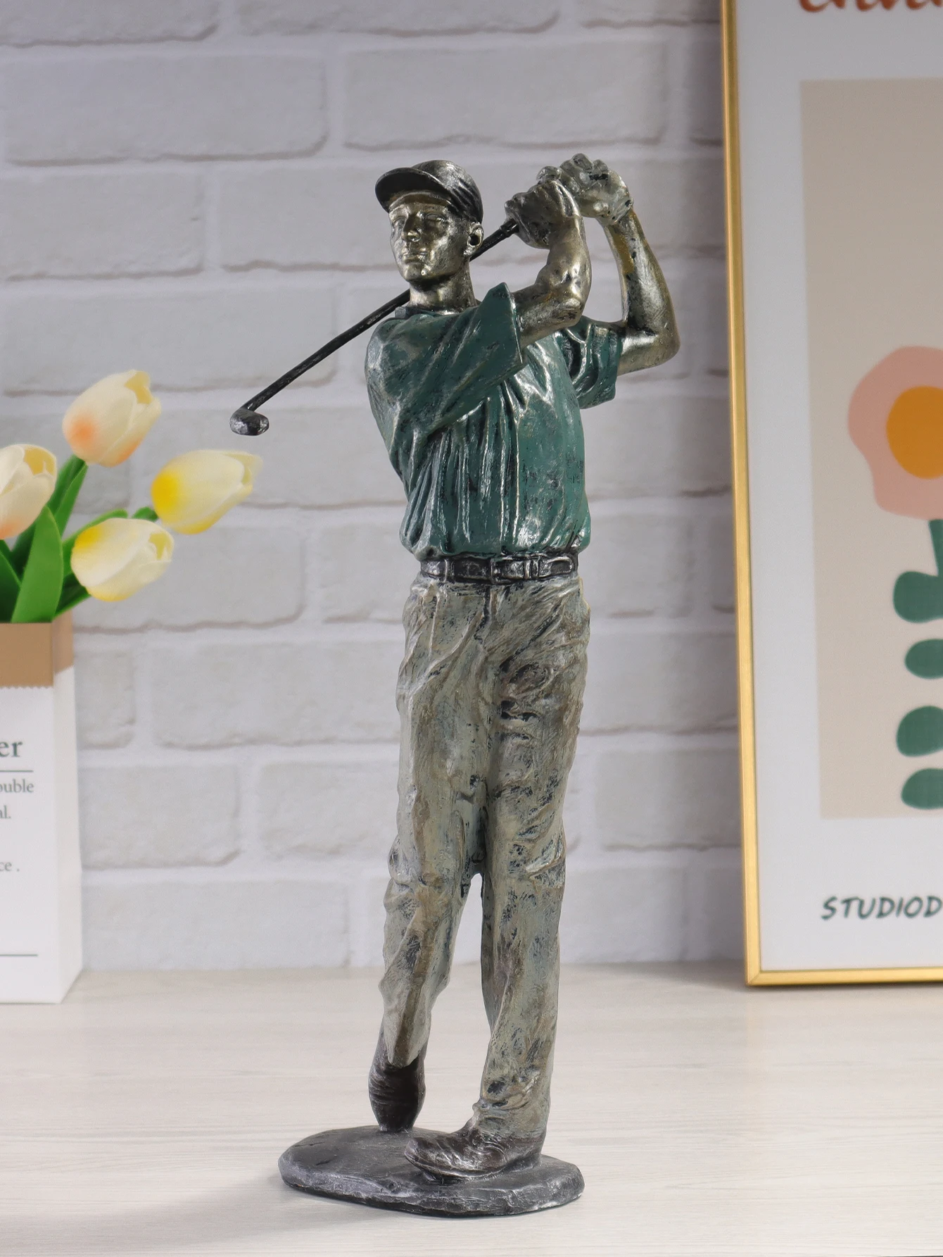 Golfer Sculpture, Golf Swing Statue, Resin Handicraft Ornament, Home Decoration for Bedroom, Living Room, and Study