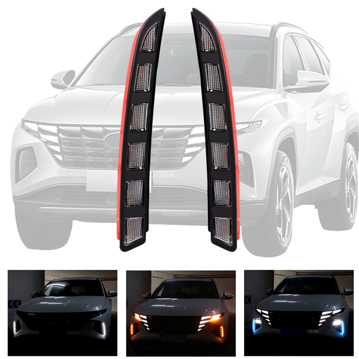 

Car Accessories for Hyundai Tucson 2022 2023 LED DRL Daytime Running Lights Front Fog Lamps