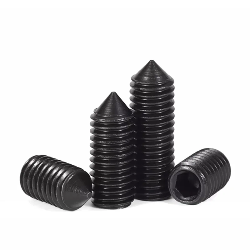 12.9 Grade Steel Black Hex Socket Cone Point Grub Set Screw Bolt M2 M2.5 M3 M4 M5-M16 Allen Head Tapered End Bolt