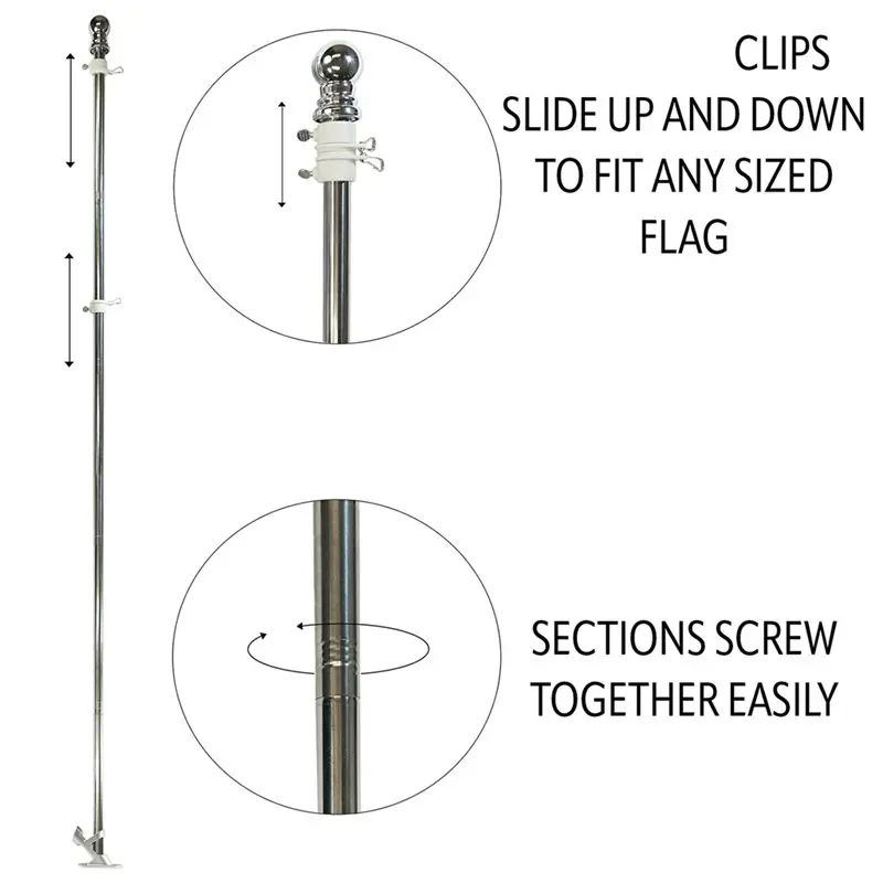 Flag Pole For Outside Sliver 6FT Flag Poles Kit