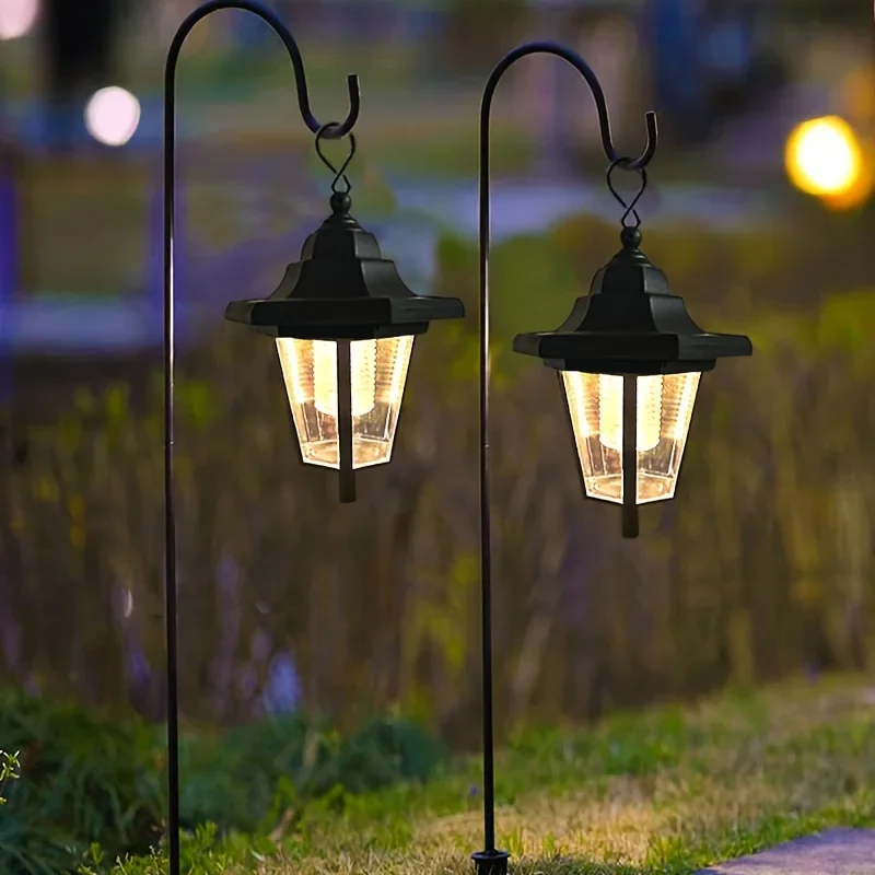 CY 2-Pack Vintage Hexagon LED Solar Lights, Outdoor Pathway Garden Yard Decor, Plastic Material Motion light outdoor Led light