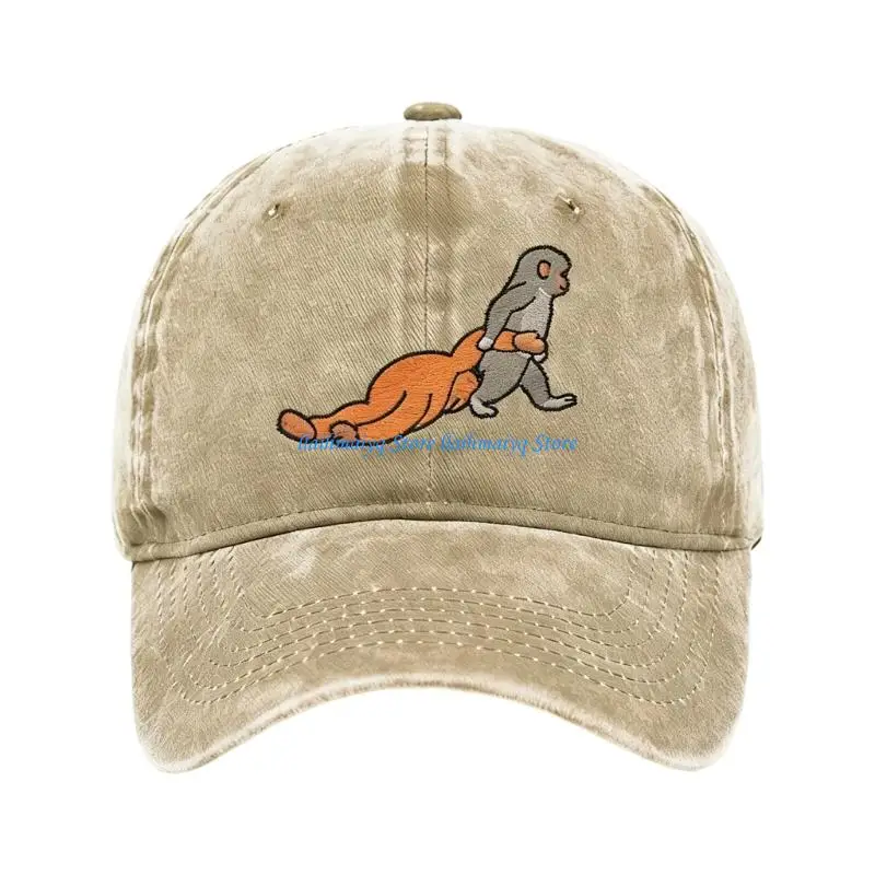 

573B Eye Catching Monkey Embroidered Baseball Hat Comfortable Sunhat For Long Wear