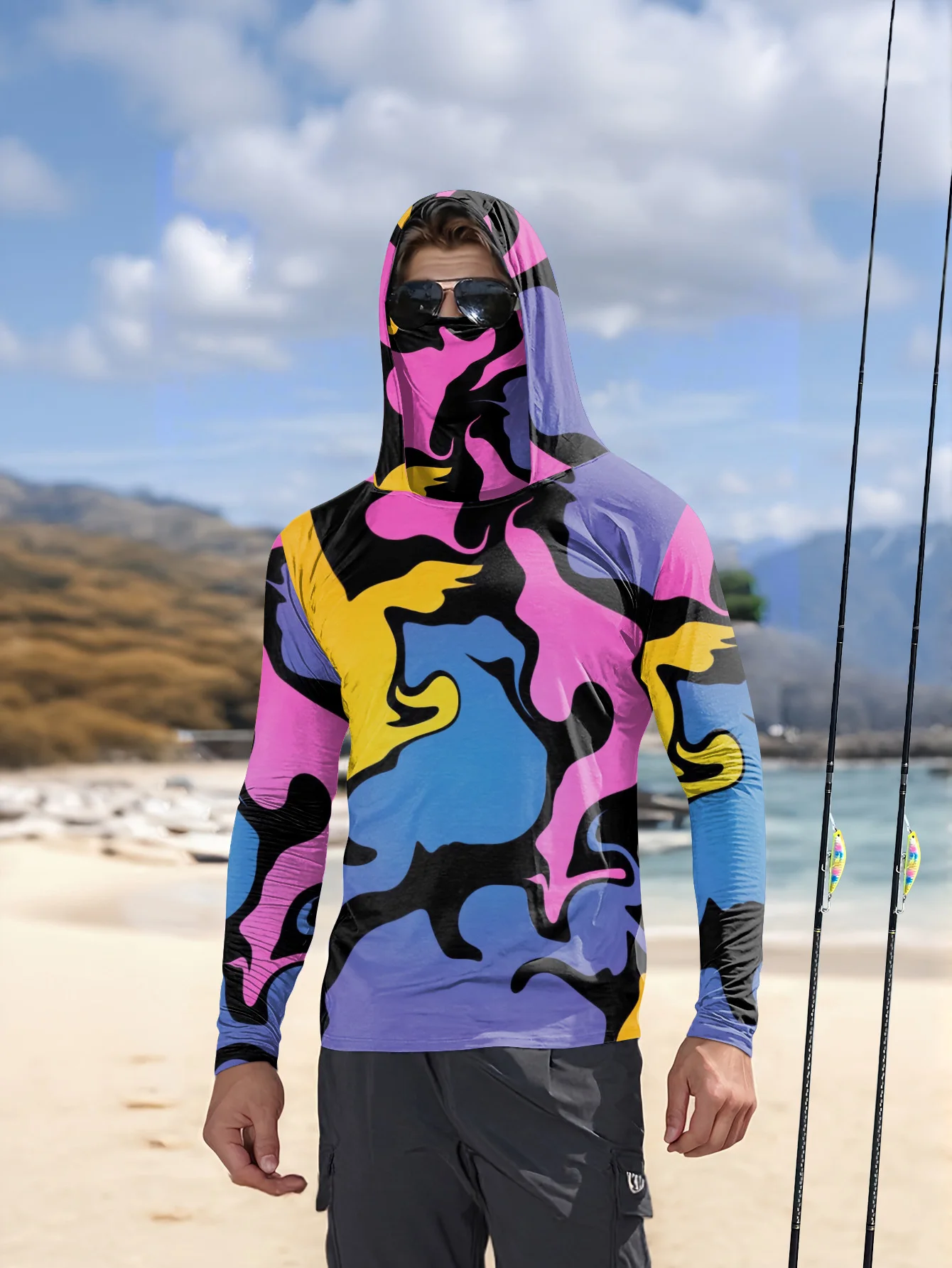 2026 Summer Best-selling Outdoor Leisure Sports Fashion Comfortable and Simple Patterned Printed Men's Long-Sleeved Shirt