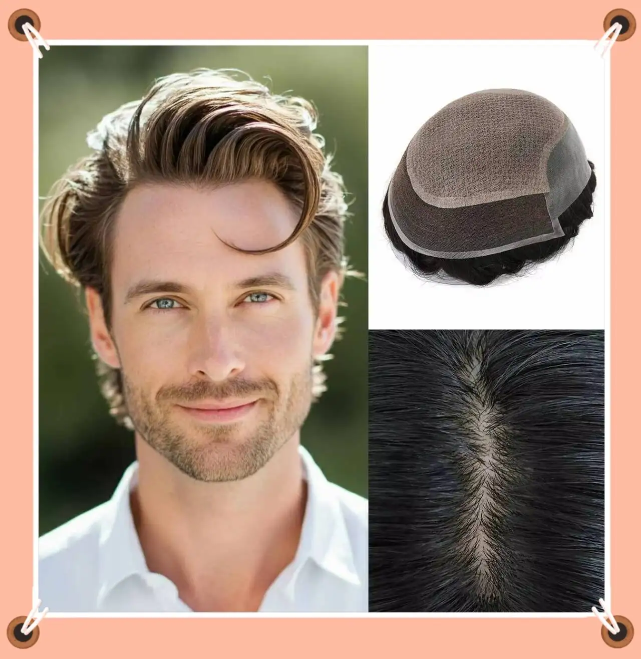 

TUK01 Silk Base Hair System Long lasting to 6-9 Months Breathable for Active Lifestyle Indian Remy Human Hair Silk Base Toppee