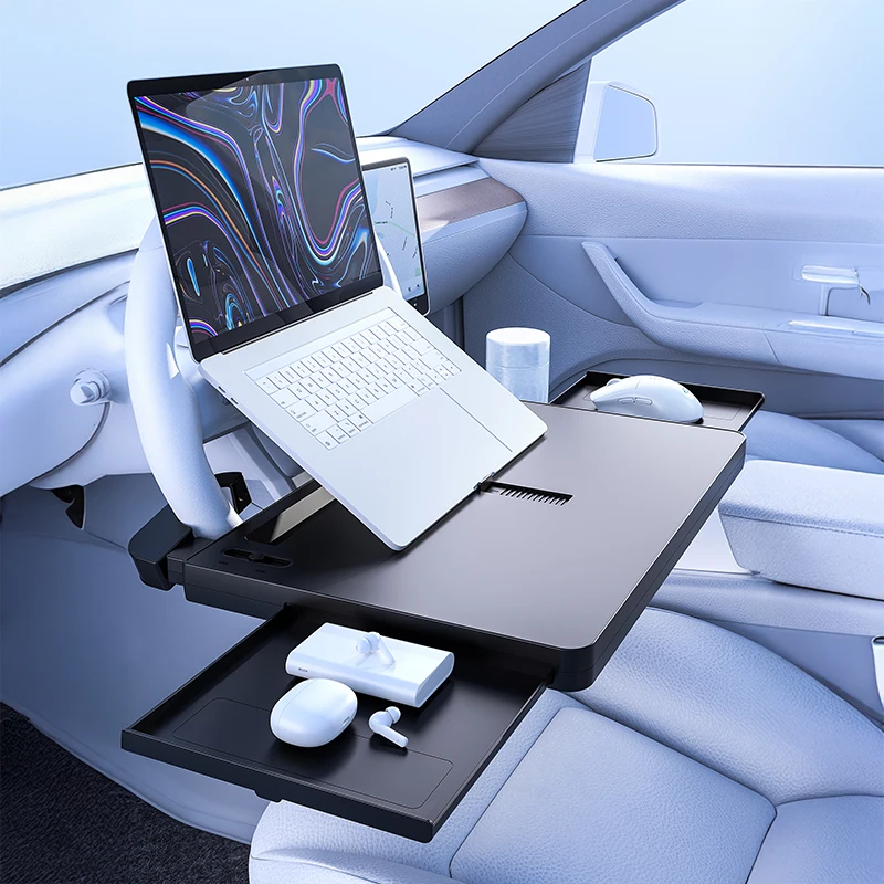 Multifunctional Car Steering Wheel Desk Portable Laptop Desk Foldable Car Storage Stand Work and Dining Table Travel Office