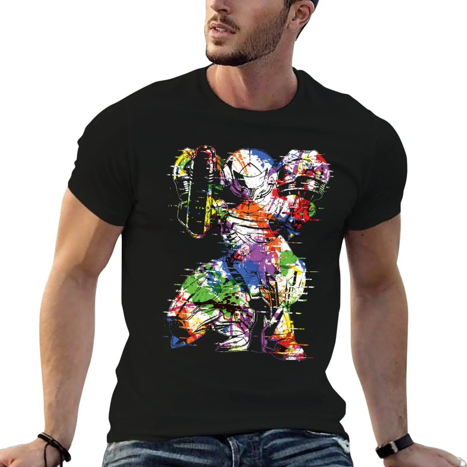 

[Glitch designer T-Shirt shirt Super Ver] Mode! 100% Metroid Attack cotton tshirt - t Remix man
