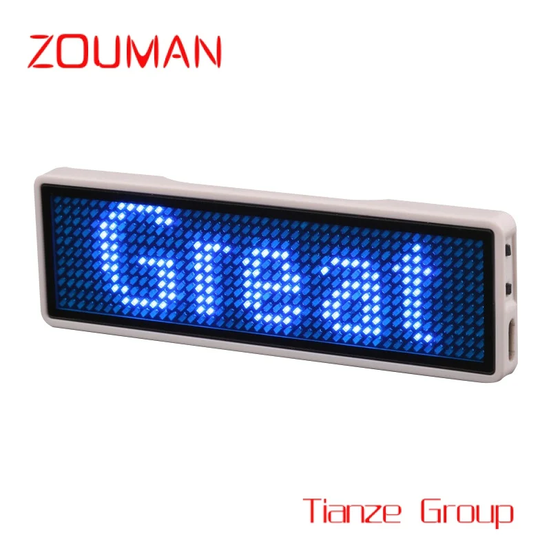 Custom , USB Rechargeable Programmable LED Scrolling Message Name Badge