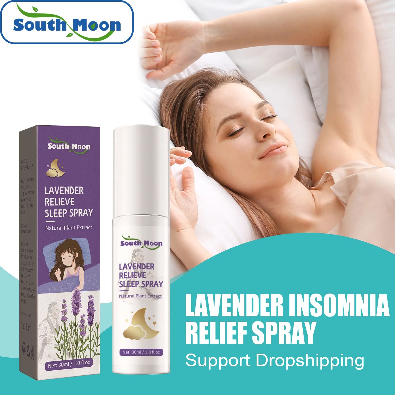 Lavender Insomnia Spray Natural Plant Extract Relieve Stress Soothing Nerves Essential Oil to Help Enjoyable Sleep Health Care