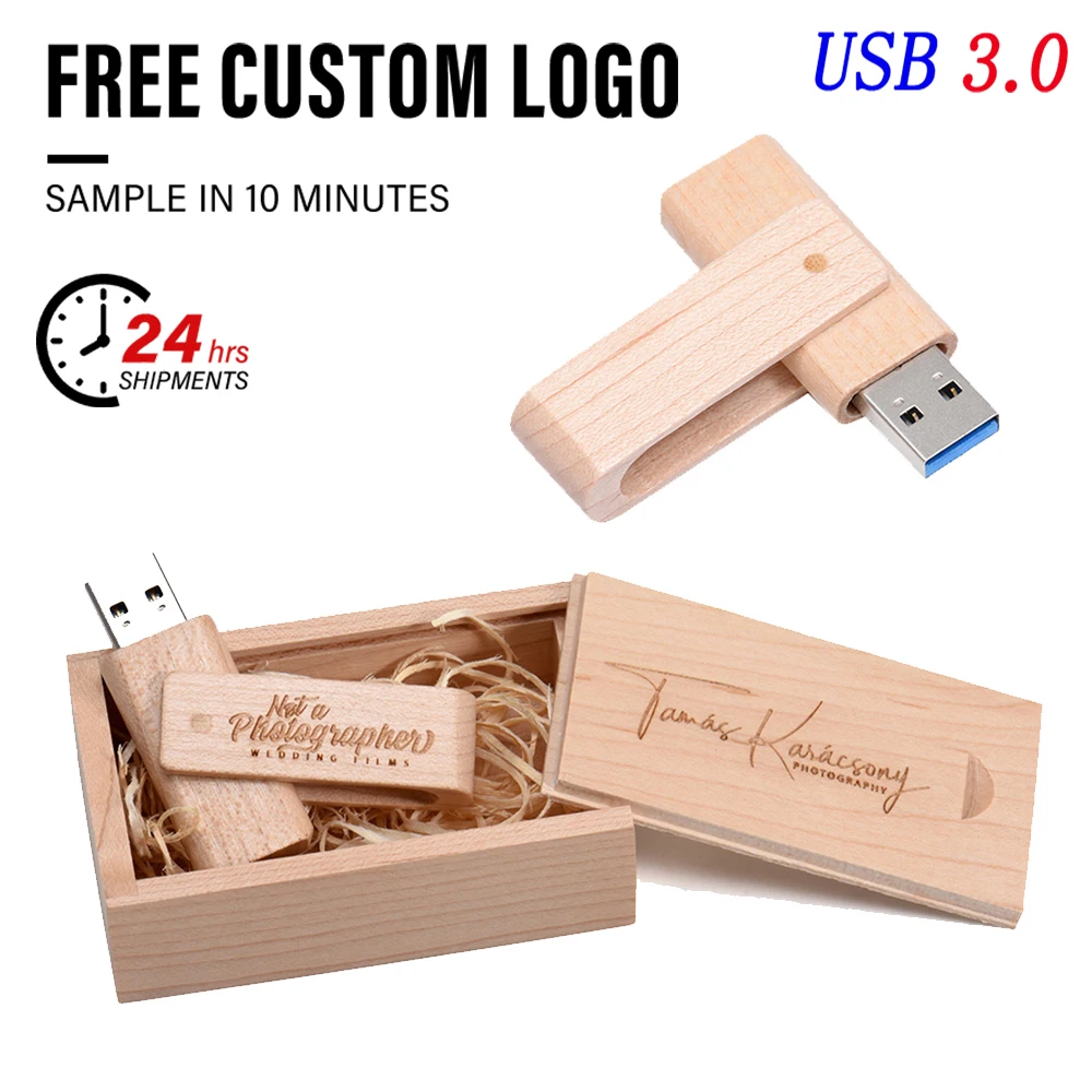 USB3.0 Free Custom Logo USB Flash Drive 128GB Memory Stick 64GB Wedding Gift Pen Drive 32GB Wooden External Storage 16GB U Disk
