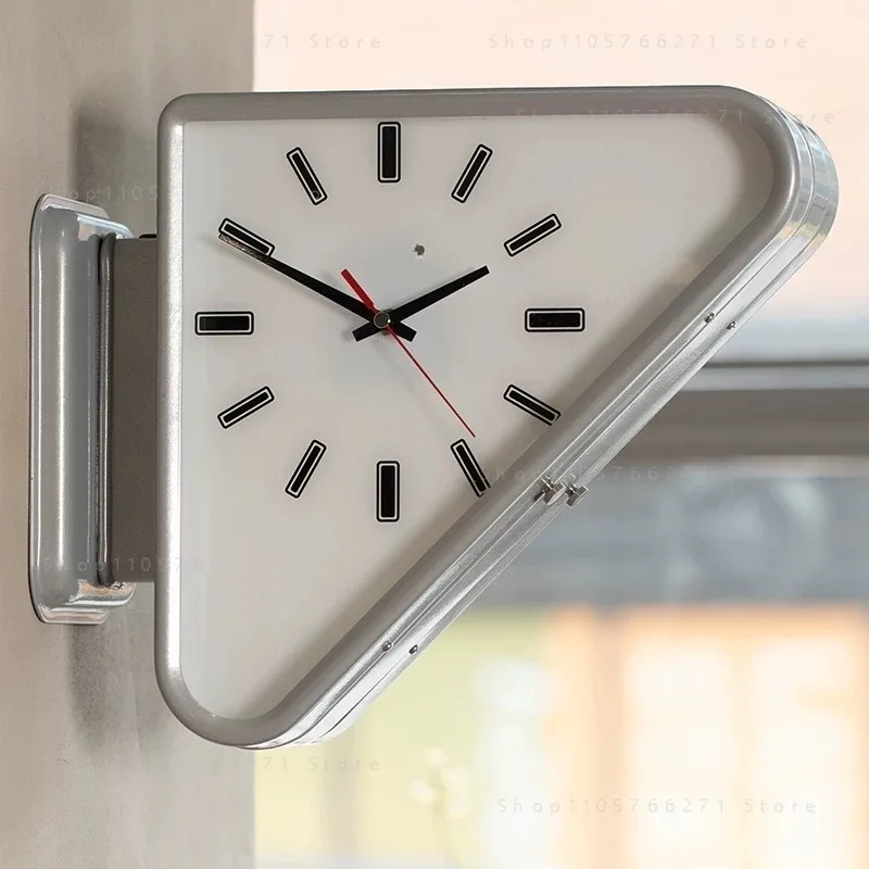 Double-sided triangular wall clock, wall silent clock, simple wall decoration