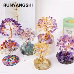 1PC Natural Stones 7 Chakra Healing Crystals Stones Tree Home Office Desk Living Room Feng Shui Decoration for Luck Home Decorat