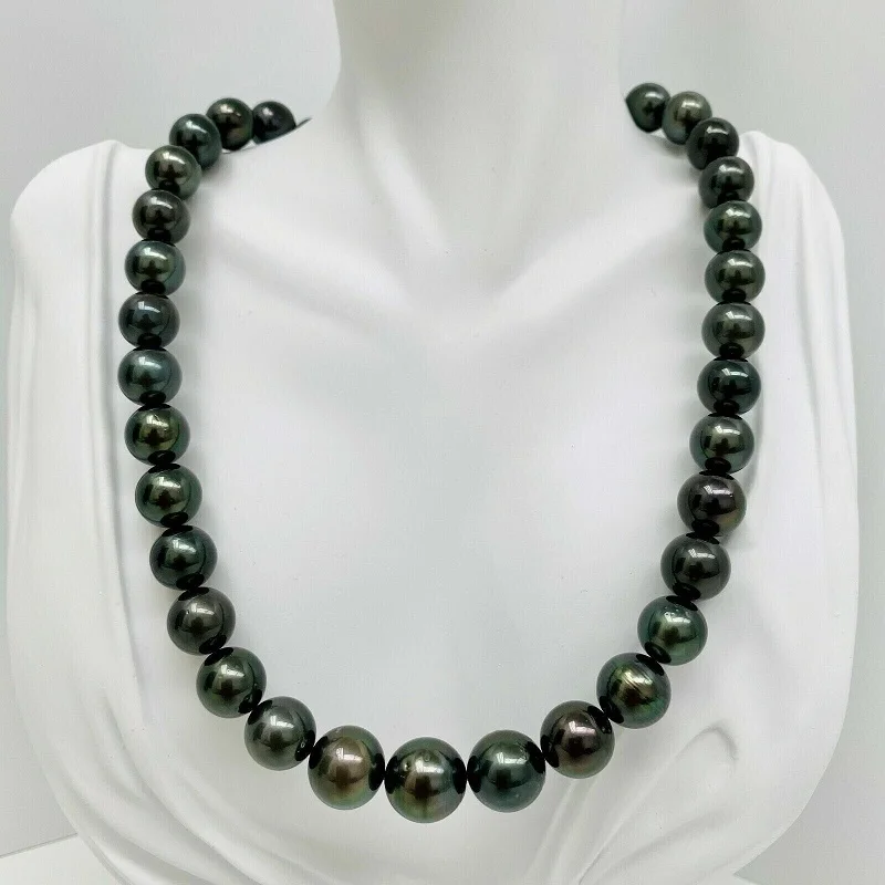 

AAAA 10-11mm REAL NATURE South China Sea Black Round Pearl Necklace 18 "14K Gold Buckle