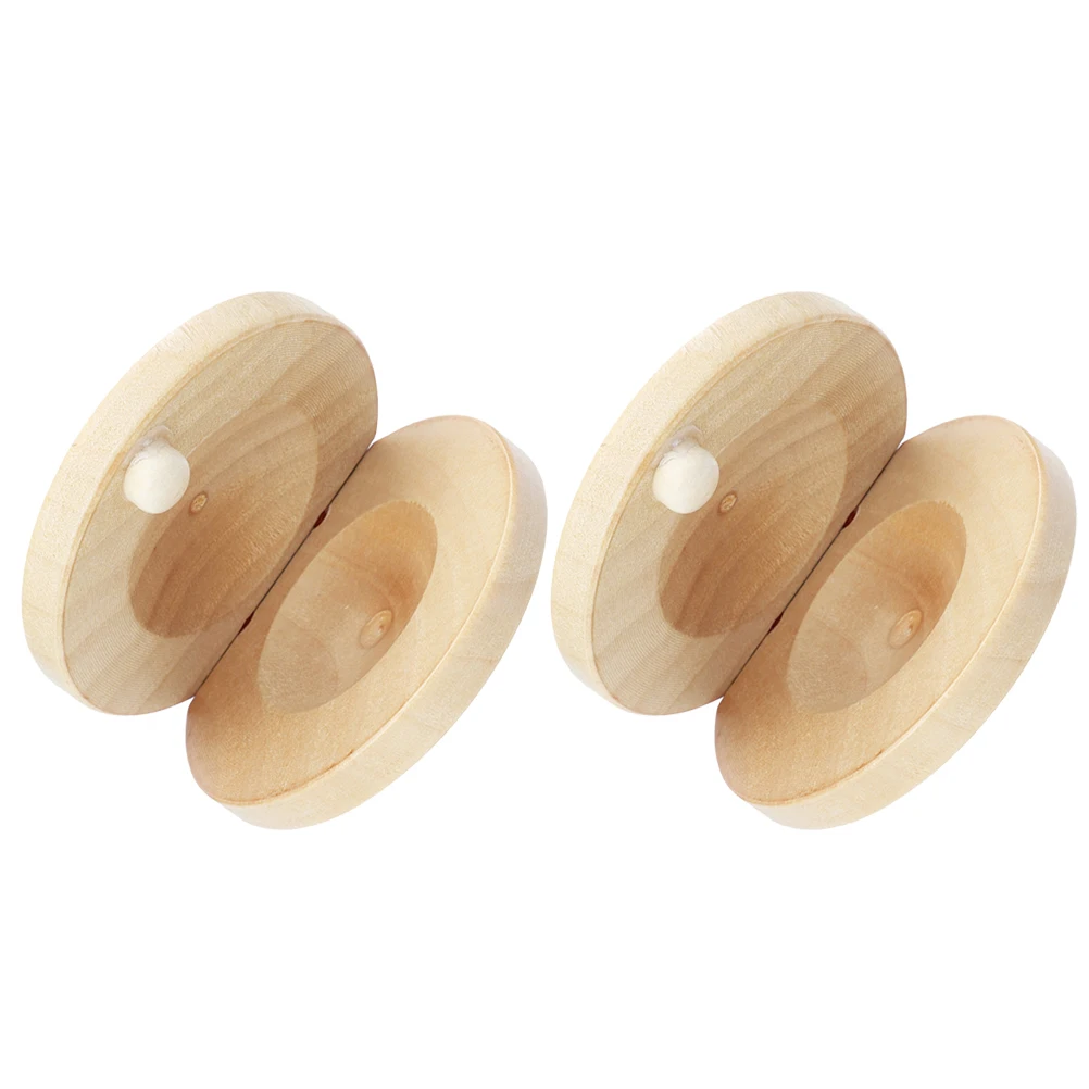 

2pcs Wood Castanets Musical Instruments Finger Small Percussion Toys Baby Educational Learning Gifts Unique Music