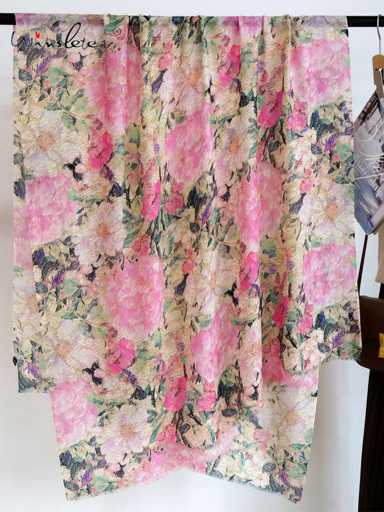 

Winsleter-Women 100%Wool Elegant Long Scarf, 200*100CM Floral Print, Mom Gifts Temperament Shawl Scarves, 2025 Autumn A59275CC