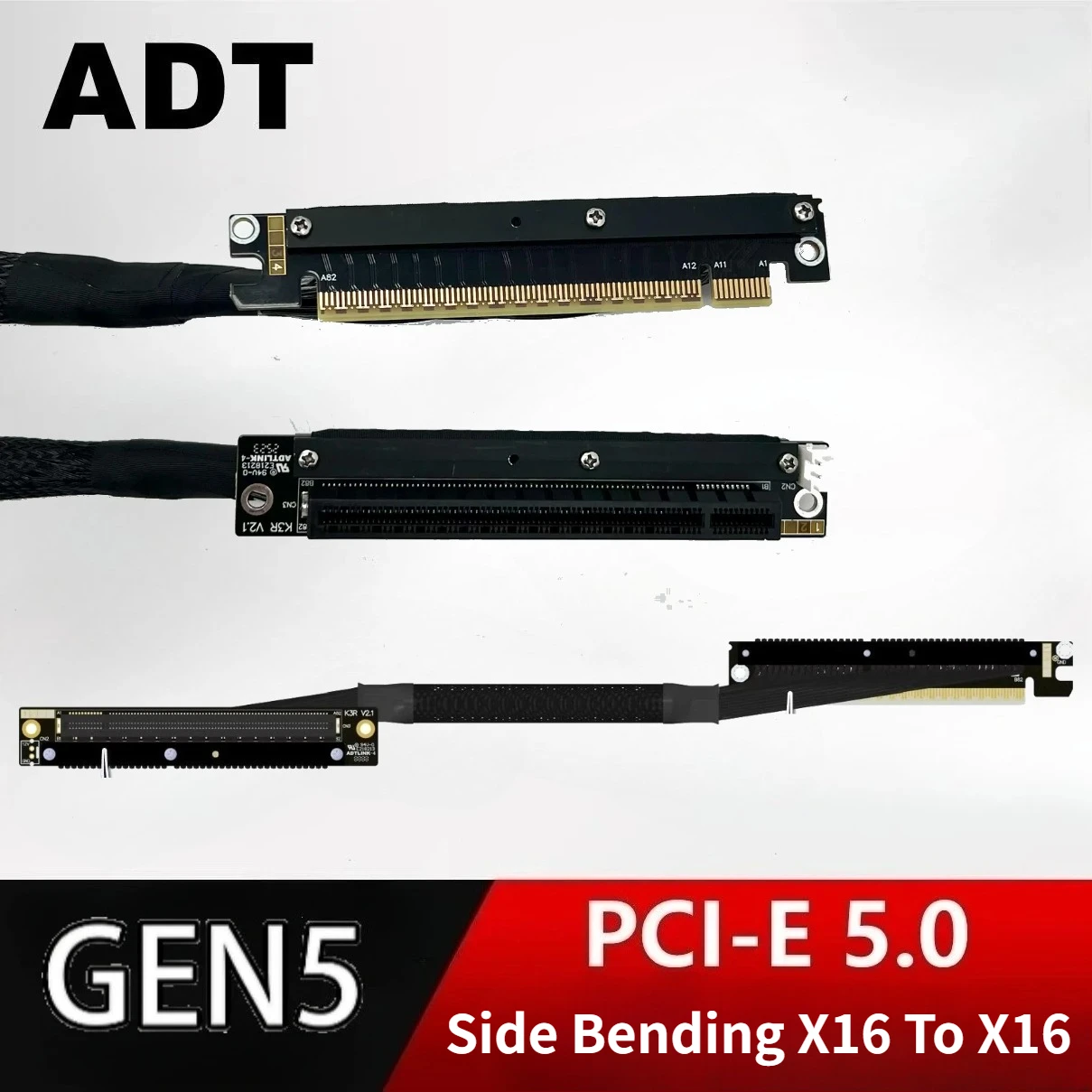 High Speed Server Chassis Cable New PCIE 5.0 16X Graphics Card GPU Expansion Cable Bending PCI-E 5.0 X16 GEN5 Soft Braided Cable