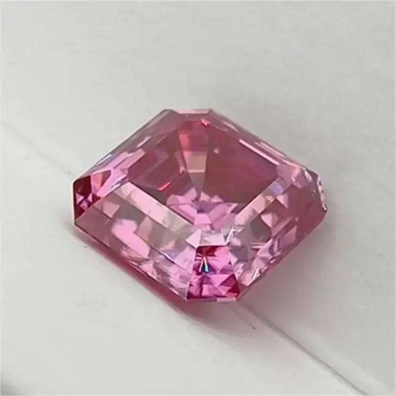 Moissanite Stone Pink Color Asscher Cut Gemstone Lab Grown Diamond Charms DIY Advanced Jewelry Making Materials With GRA Report image 3