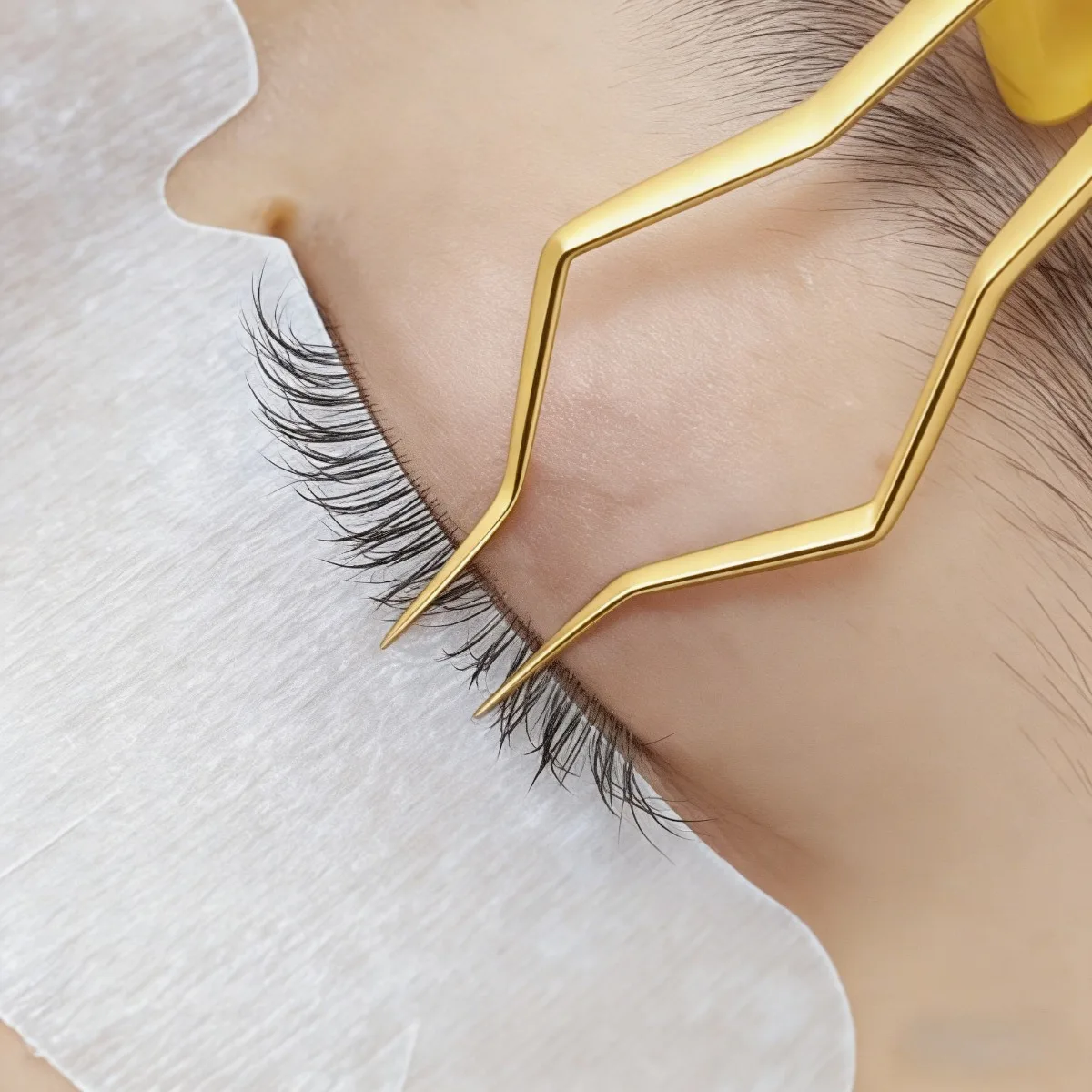 Gold Square Eyelash Extension Tweezers Stainless Steel High Precision Isolation Separation Tool Professional Salon Lash Supplies