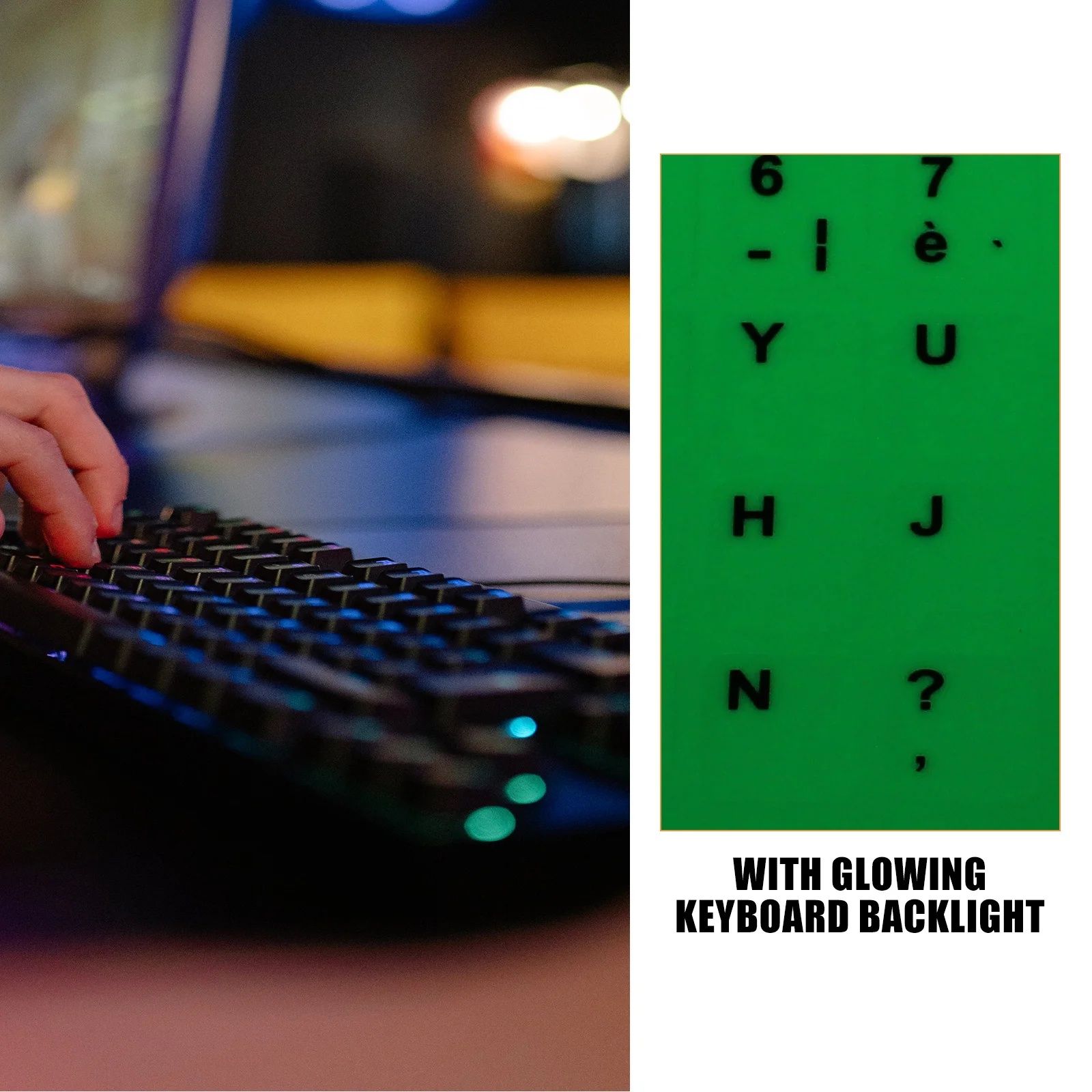 

Glowing Keyboard Sticker 1 Sheet Bilingual French English Letter Decals for Computer Night Light Use Universal Replacement