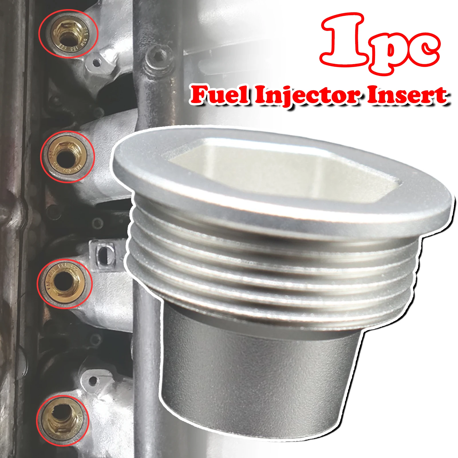 

New Upgrade Aluminum Cup Seat Fuel Injector Insert Set For VW Audi Skoda Seat Car Replacement Parts 06B133555H 06B133555D 2002