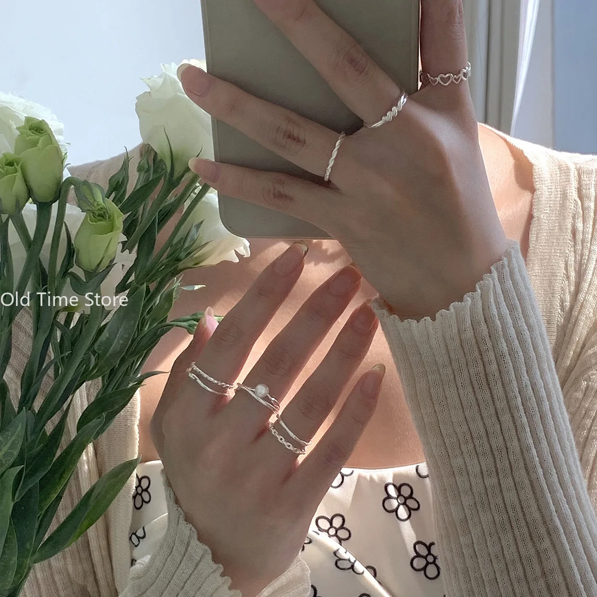 Luxuriöser Edelstahl ring einfache Ringe Schmuck für Frauen weibliche Mode Sterling Silber Ring Party Hochzeits schmuck Geschenk