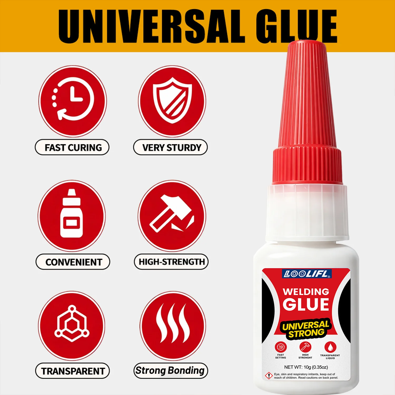 LOOLIFL Welding Glue 10g Super Strong Quick-Drying High-Strength Transparent Multi-Purpose Repair Glue For Metal Wood Rubber DIY