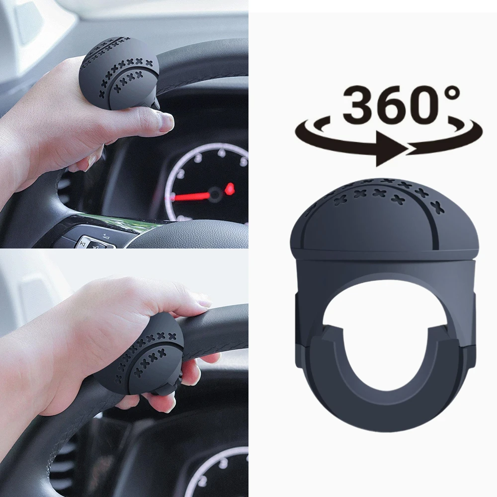 360° Steering Wheel Knob Turning Booster Built-in Metal Bearing & Non-Slip Grip One Hand Control Turning Helper Handle Ball