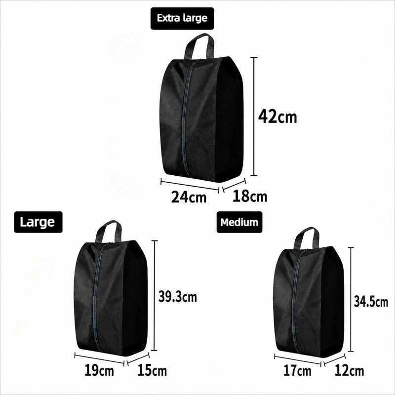 3PCS Travel Shoe Storage Pouch Waterproof Fabric Zipper Handbag Portable Dust‑proof Shoes Organizer Bag For Home Business Trip
