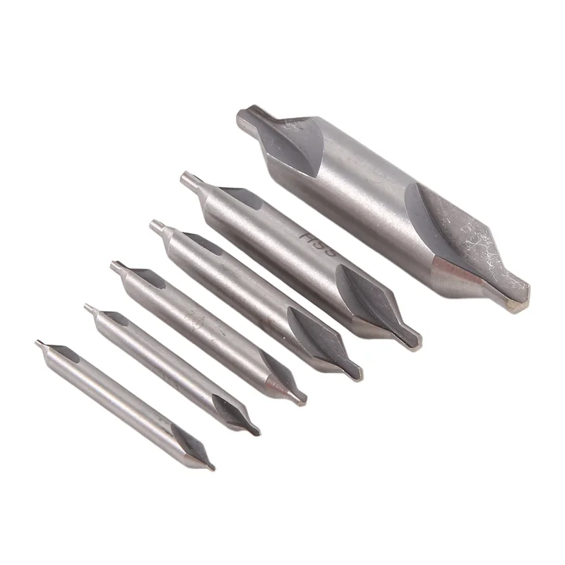 A76K 6 ชิ้น HSS รวมศูนย์สว่านชุด Bit Countersink 60 องศามุม 5/3/2.5/2/1.5/1 มม.