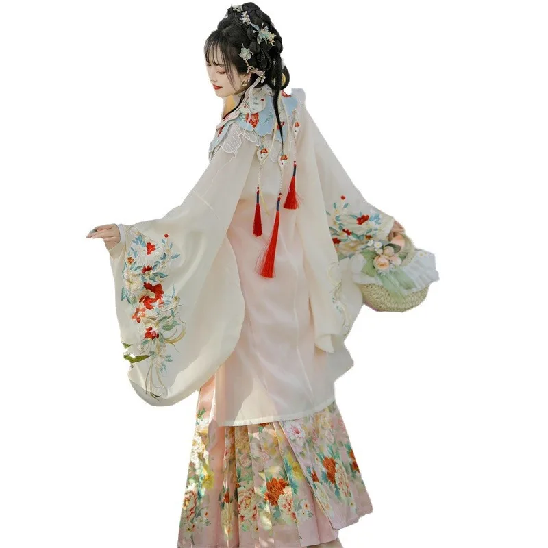 NT148 Exquisite Embroidery Hanfu For Women Elegance Chic Stand Collar Fairy China Ancient Costume