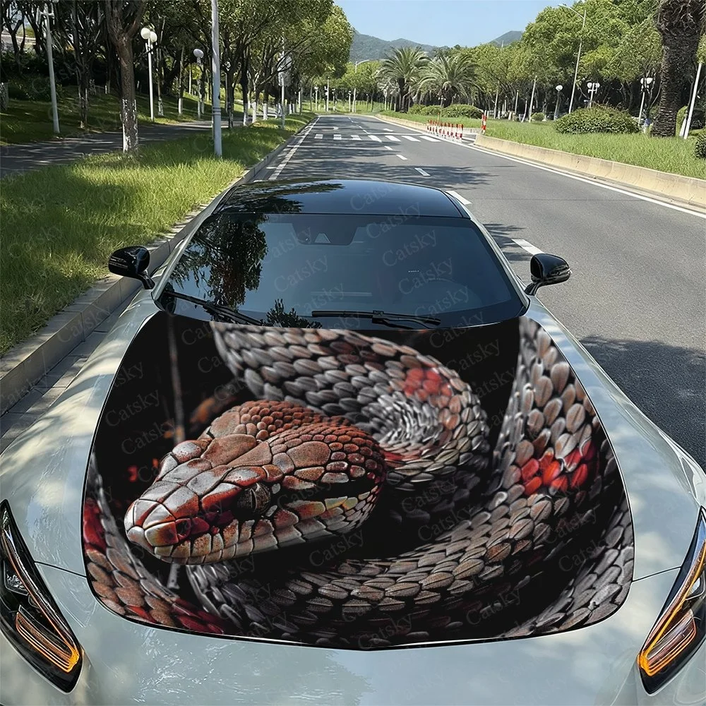 Fierce Snake Car Hood Sticker PVC Self Waterproof Stick, Striking Auto Exterior Accessories Decor Protect Gift for Car Lover