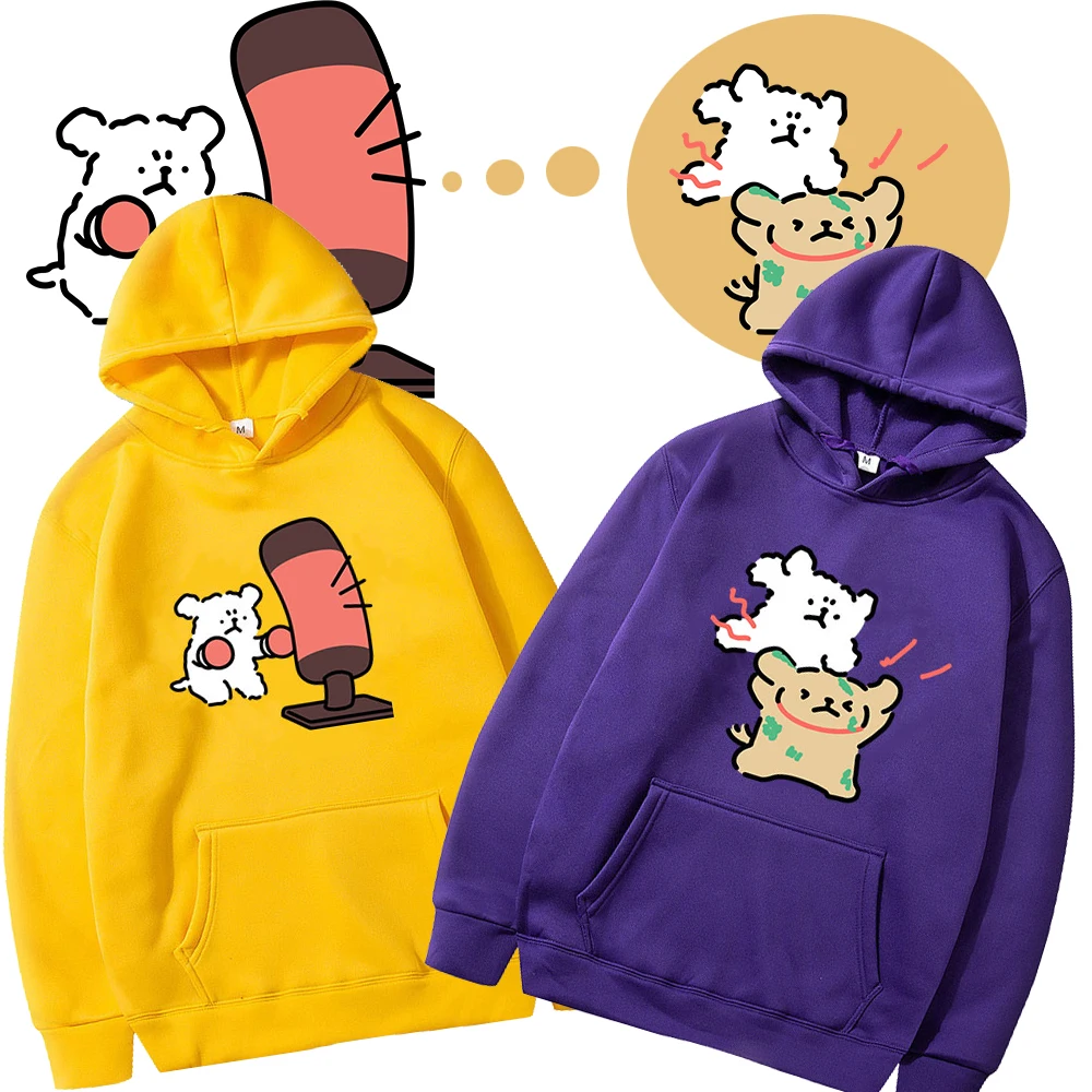 

Boxing Maltese Line Puppy Cartoon Hoodie Woman Man Lovely Autumn Winter Graphic Hoody Couple Keep Warm Hip-hop Long Sleeve