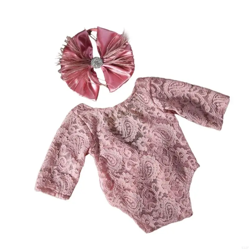 W3JF Bellissimo pizzo piuma abito da bambino per bambini per immagini indimenticabili