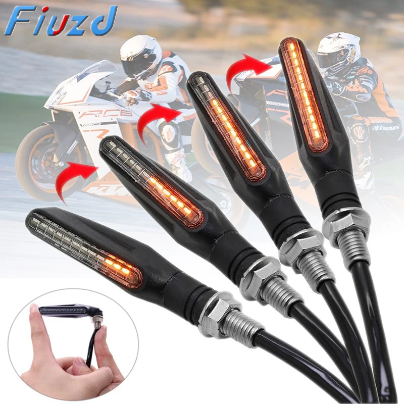 Motorcycle LED Turn Signals Light Amber Flasher Flowing Water Built Relay 12LED 10MM Turn Signal Lamp Motorcycle Flashing Lights