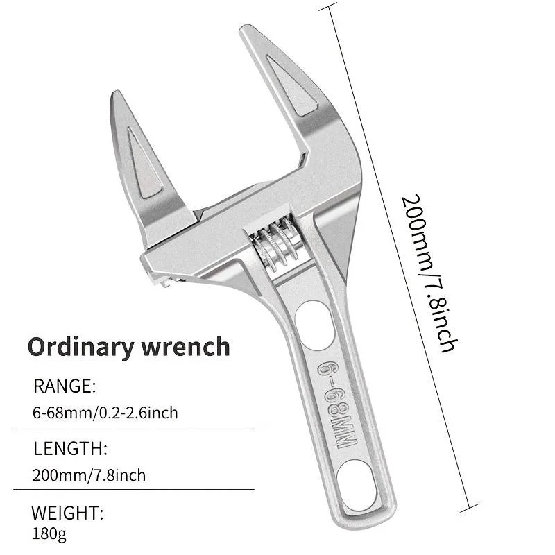 Multi-function Short Handle Universal Wrench Large Opening Bathroom Pipe Wrench Adjustable Aluminum Alloy Repair Tool Sets