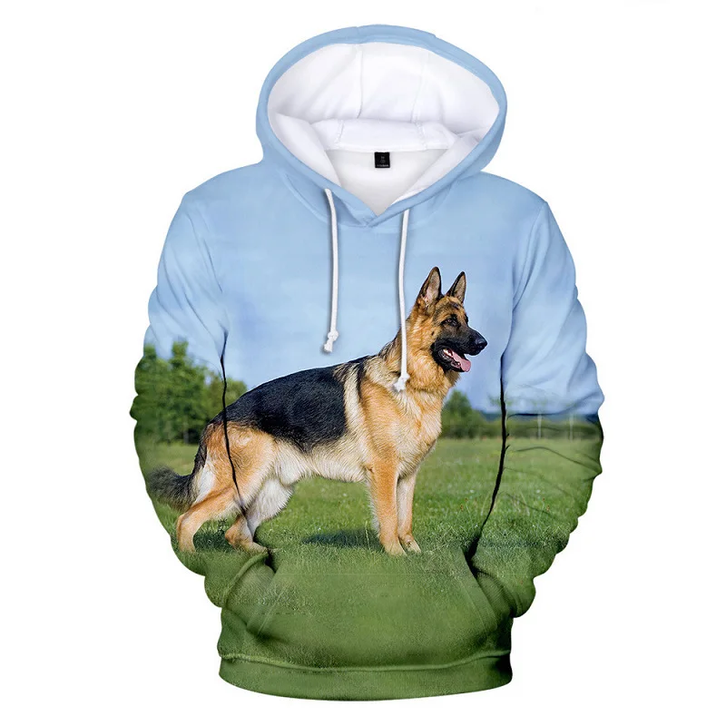 German Shepherd Hoodie Animal 3D Print Men Women New Streetwear Hoodies Oversized Pullover Hooded Sweatshirts Kids Tops Clothing