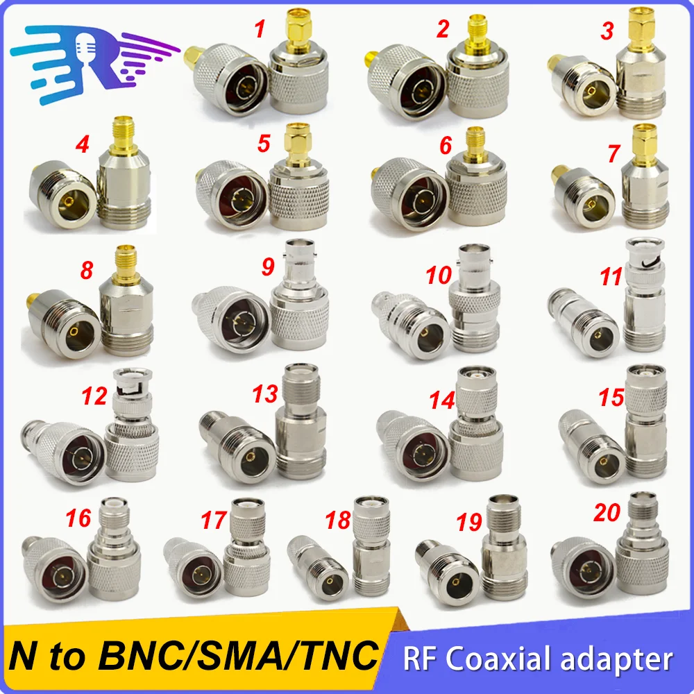 어댑터 N-SMA/ RP-SMA / BNC / TNC / RP-TNC 수 플러그 및 암 잭 RF 동축 커넥터, Wi-Fi 케이블, 모바일 통신용 