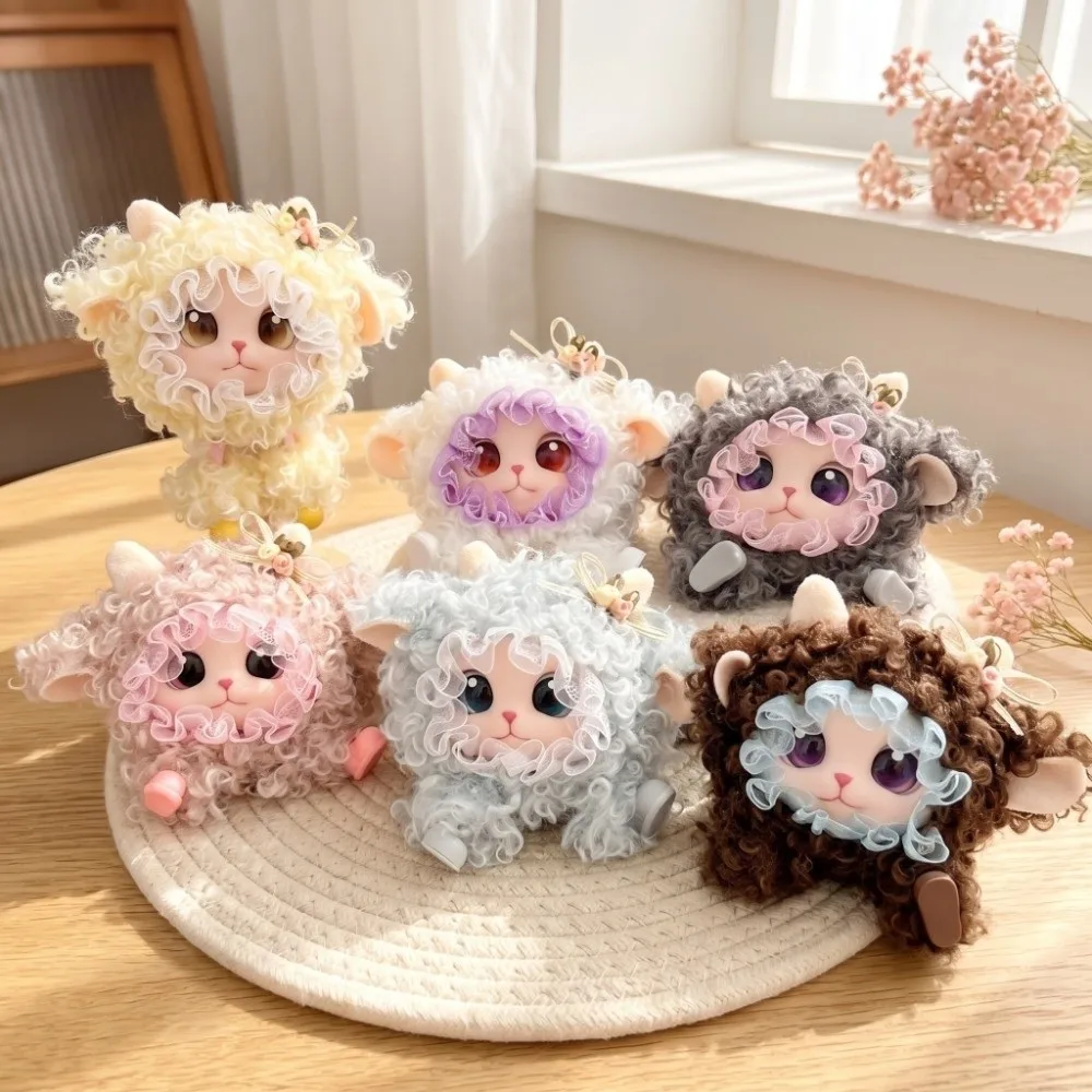 Lolita Curly Hair Sheep Plush Keychain Ornaments Kawaii Lamb Doll Pendant Bag Hanging Decorations Car Key Ring Party Decor