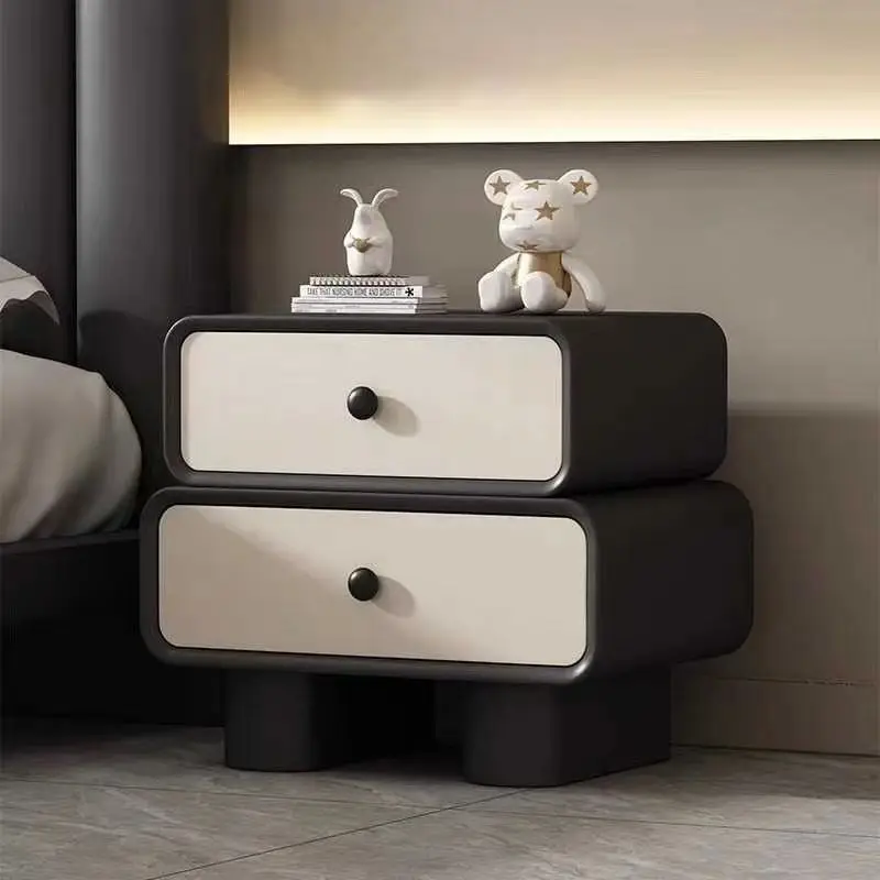 European Office Wood Nightstands Beige Designer Modern Drawer Bedroom Nightstands Lounges Girls Nachttische Furniture For Home