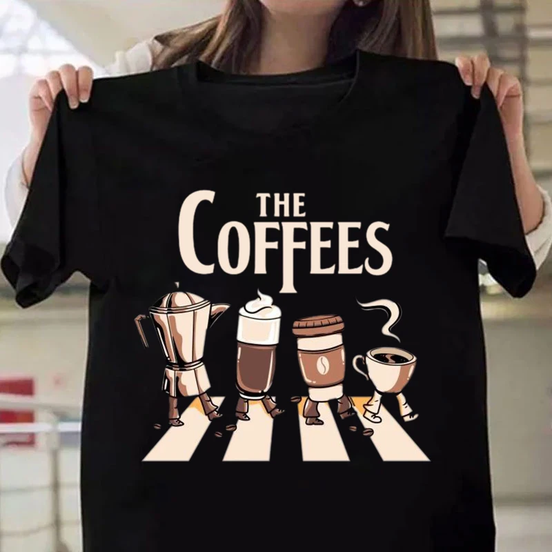 

Hot Coffees Printed T-Shirts For Women Men Summer Short Sleeve Tee Shirts Round Neck Casual Summer Unisex Tops