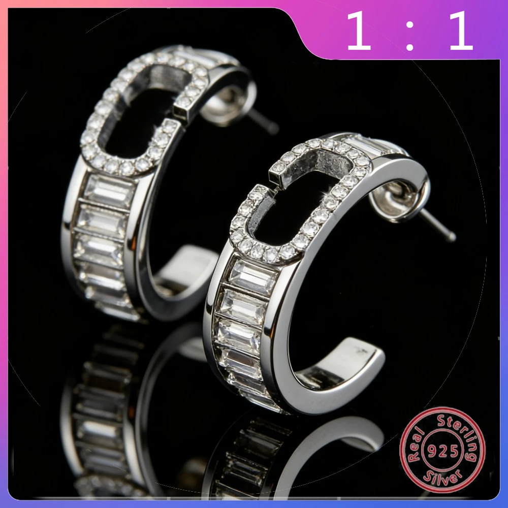 

Новые модные ретро-серьги из серебра S925 с кристаллами и буквами, универсальные, нишевые, праздничный подарок, 2026 год