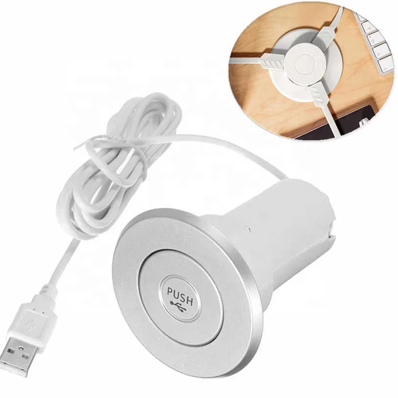 Smart Round Table Sofa Push Pop up USB Charger Socket with 3 USB Port/embedded in Sofa Office Desk Pop up Usb Charger factory
