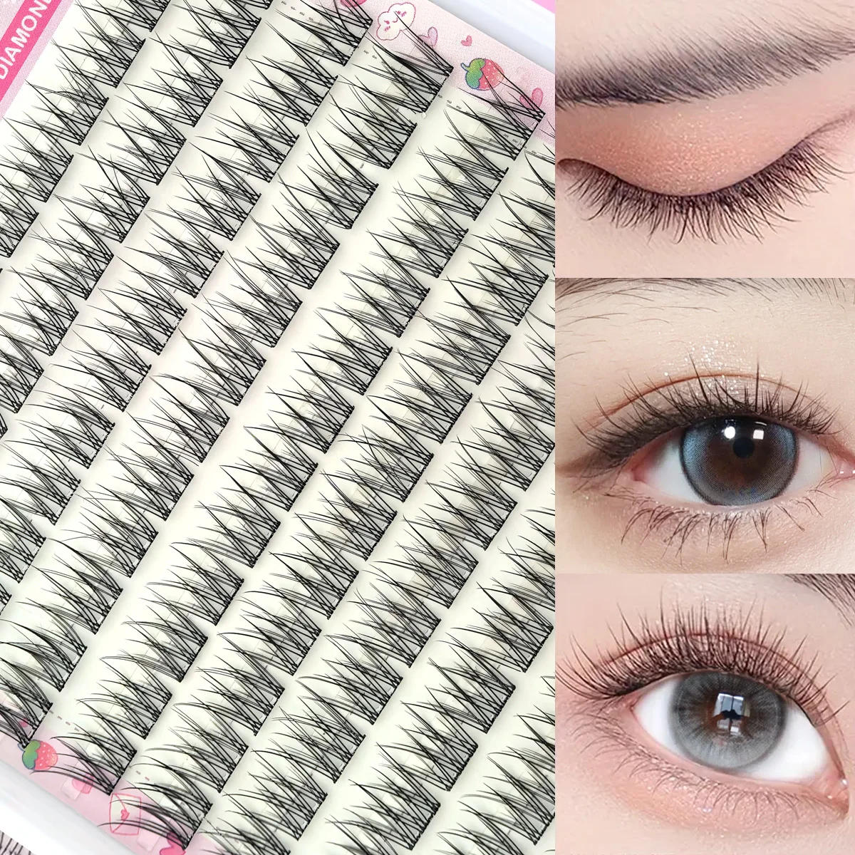 Easy-To-Adhesive False Eyelashes Set, Thick Cartoon Style with Natural Appearance, Suitable for Beginners, Thick and Fluffy, Rea image 3