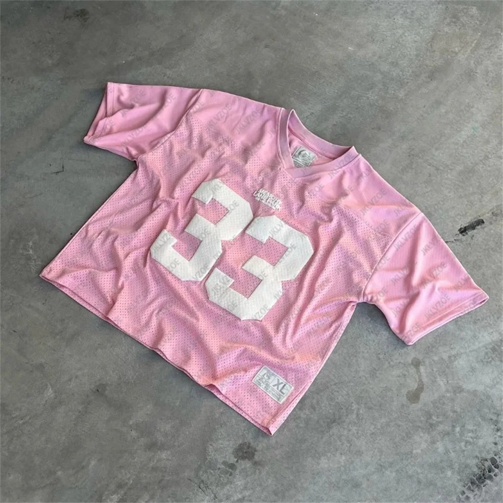 Y2k Summer Men Football Cup League Jerseys Casual Loose T-Shirts Harajuku Short Sleeve Top Oddychające koszulki Gym Couple Clothes